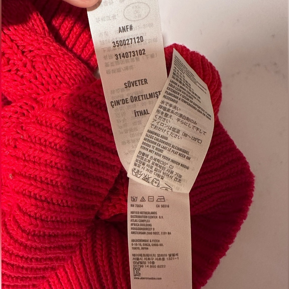 Hollister Chunky Cable Knit Y2K Red Sweater Women’s Size X-Small Red Classic - Picture 7 of 7